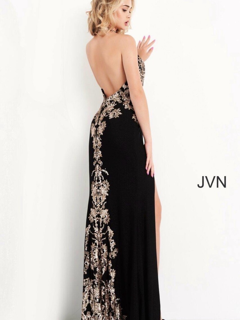 Jovani Black & Gold Embellished Evening Gown — Size 16 — New Without Tags - Picture 2 of 7